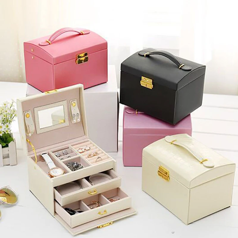 Органайзер для ювелирных украшений с выдвижным ящиком трехуровневая шкатулка