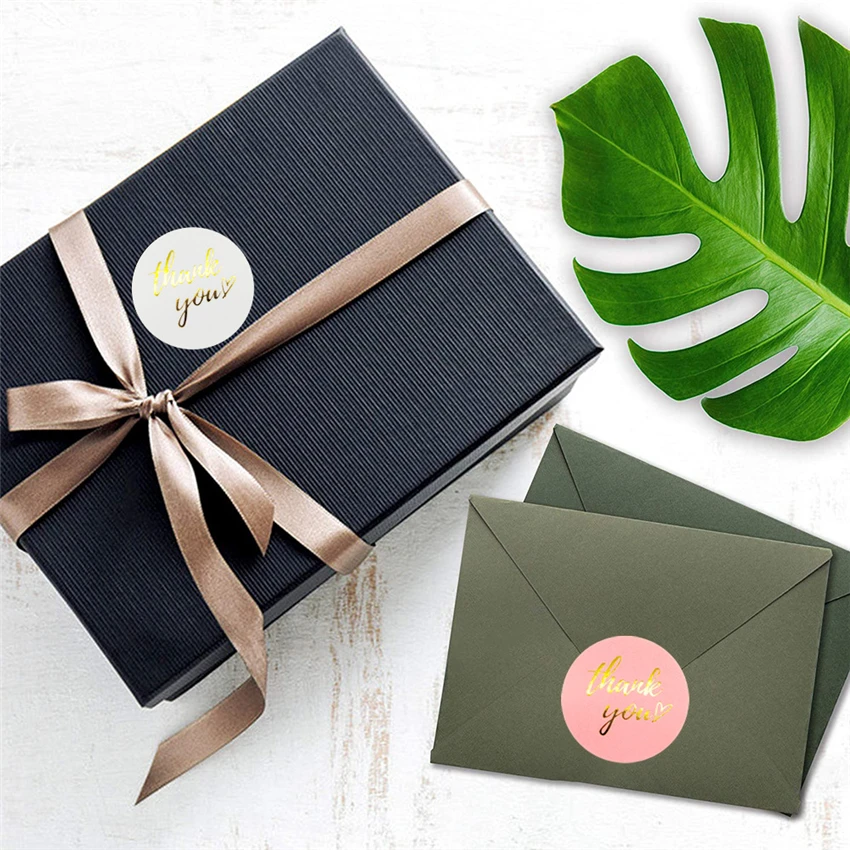 

100-500pcs Thank You Stickers Aesthetic Seal Labels Gold Foil Paper Decoration Sticker for Handmade Wedding Gift Scrapbooking