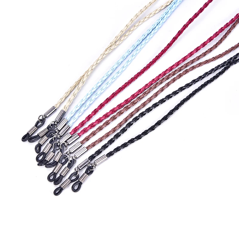 

5Pcs Colorful Adjustable Leather Eyeglass Cord Leather Glasses Neck Strap String Rope Band End Glasses Holder