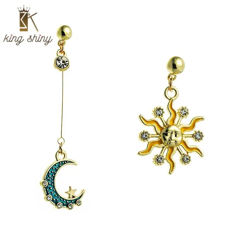 

Za Brand Temperament Star Monn Irregular Dangle Earrings Elegant Rhinestone Sun Statement Tassel Earring Woman Party Ear Jewelry