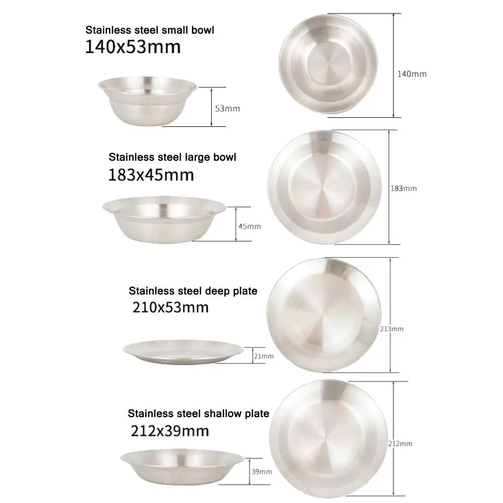 4 шт. портативный набор обеденных тарелок из нержавеющей стали прочная тарелка