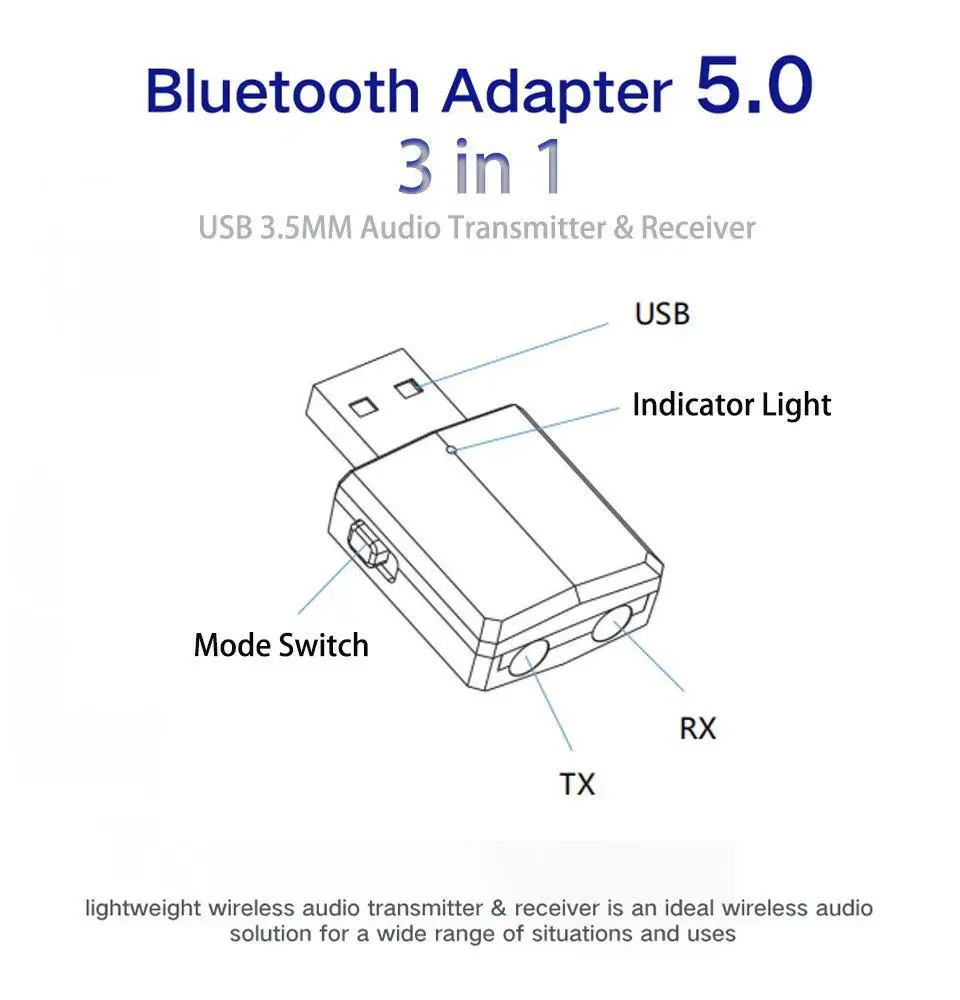 5 0 USB Bluetooth передатчик для ТВ 3 мм Мини Автомобильный приемник AUX Стерео музыка с