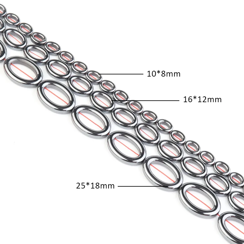 

Natural Hematite Beads Double Hole Bracelet Necklace Handmade Jewelry Charm Ring Shape Loose Beads Connection Can Be Wholesale