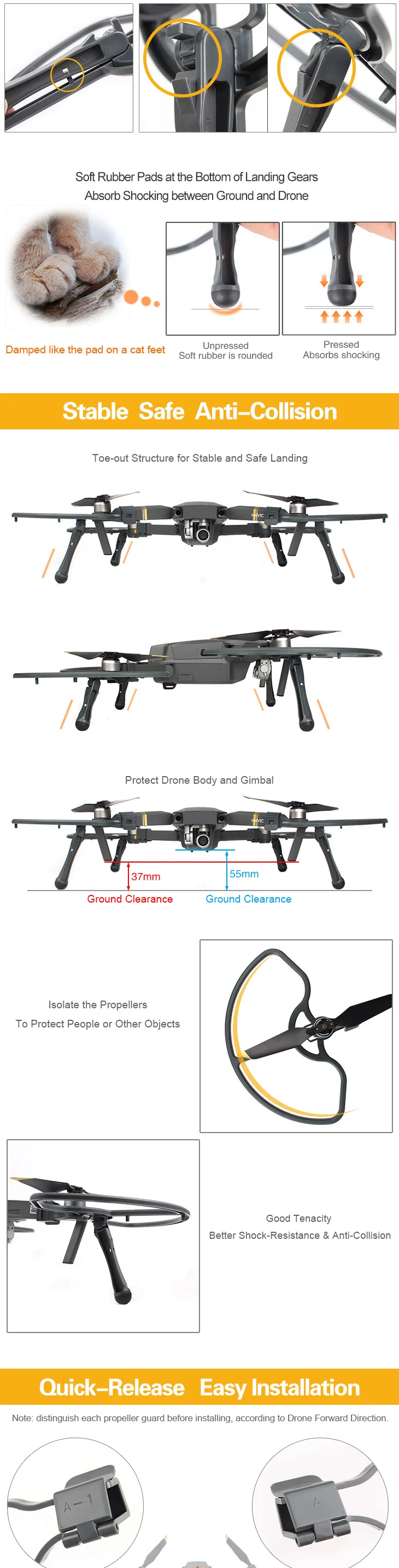 2 в 1 8330 8331 Пропеллер Защитный посадочный стабилизатор аппарата для DJI Mavic Pro посадочные ножки для DJI Mavic Pro Platinum