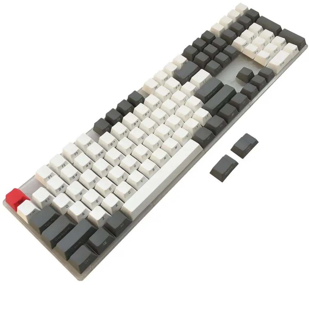 Колпачки для клавиш PBT с боковой/передней печатью колпачки ANSI Cherry MX серая и белая