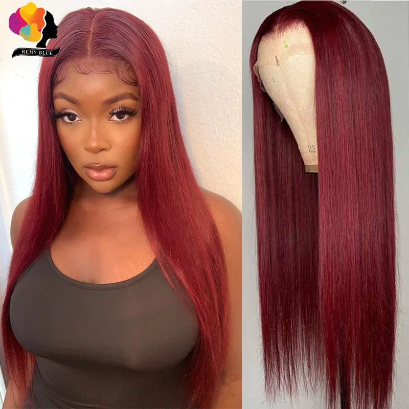 

13X1 Lace Front Wigs For Women 28 Inch Peruvian Straight Human Hair Color 99J Burgundy Hd Transparent Lace Front Wig Pre Plucked