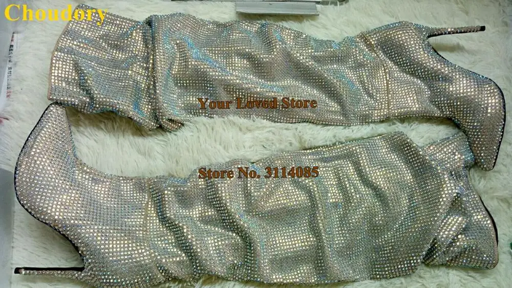 Рождественская вечеринка чрезвычайно роскошные женские ботинки с кристаллами