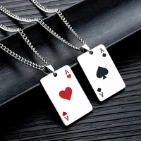 lucky ace of spadesa mens necklace tone poker pendant for male 316l stainless steel casino fortune playing cards