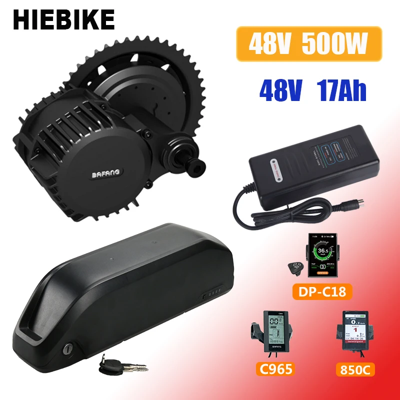 Bafang BBS02 48v 500w Средний привод мотор Ebike комплект с батареей 48V 17AH Электрический