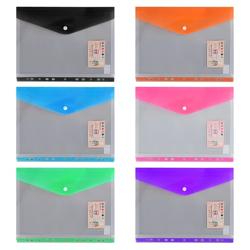 

12 Pcs Binder Pockets Clear File Bag 11-holes Loose-leaf Insert Bag Waterproof