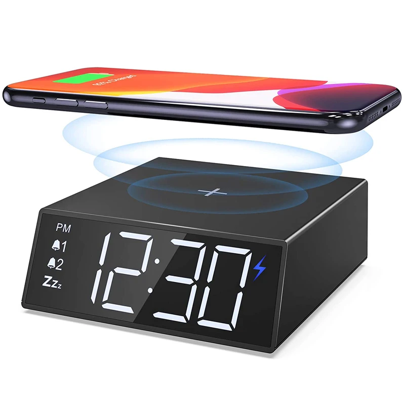 

10w Wireless Mobile Phone Charging, Multi-function Digital Alarm Clock, LED Display, Snooze Mode, Dual Alarm Clocks Adjustable