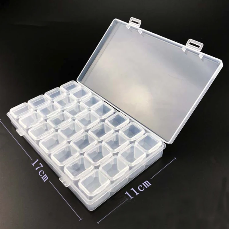 Коробка для хранения бусин 28 ячеек органайзер сделай сам алмазной живописи