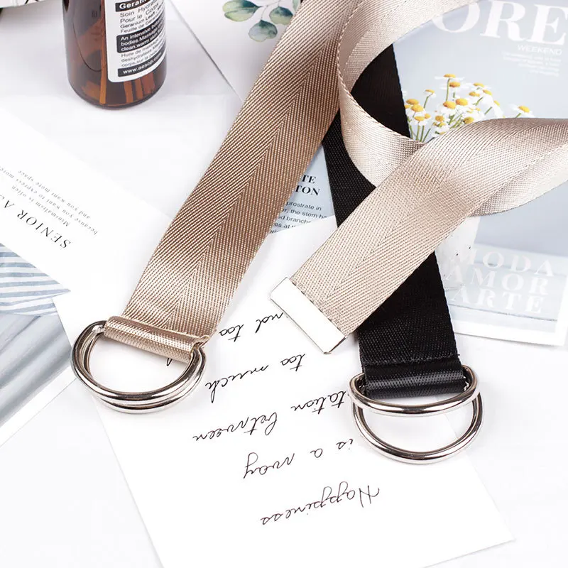 Высокое качество простой ремень из холста с пряжкой прочный карамельный цвет