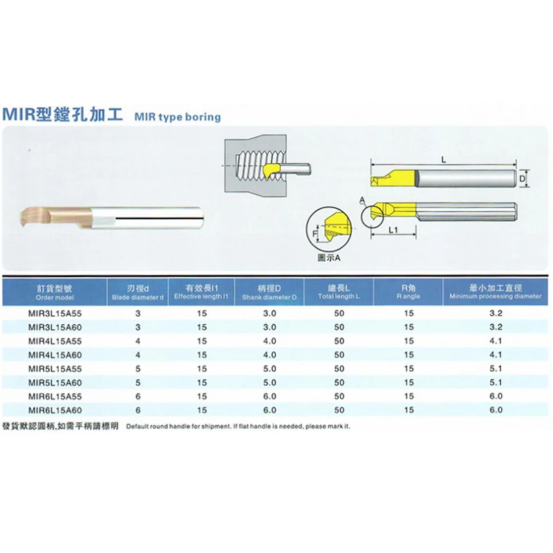 1PC Boring MIR3 A60 L15 MIR4 A60 L15 MIR5 A60 L15 MIR6 A60 L15 Lathe Turning Tools Micro Dia For thread processing enlarge
