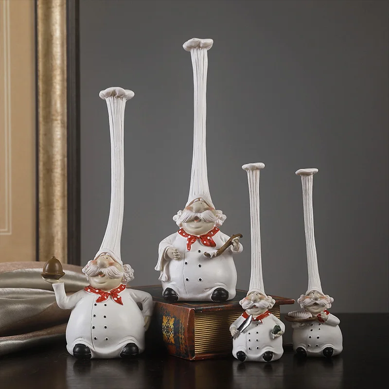 Полимерные фигурки шеф-повара в разных стилях для украшения дома Винная стойка