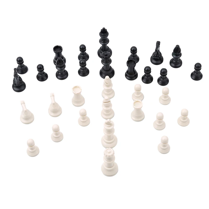32pcs Medieval Chess Pieces/Plastic Complete Chessmen International Word Game Entertainment Black &amp White 64MM | Спорт и