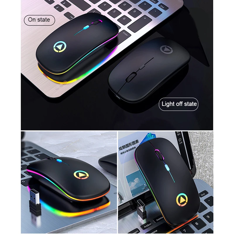 

Rechargeable Wireless Mouse Slim Ergonomics Design Silent Office Mouse 1600DPI 2.4GHZ VH99