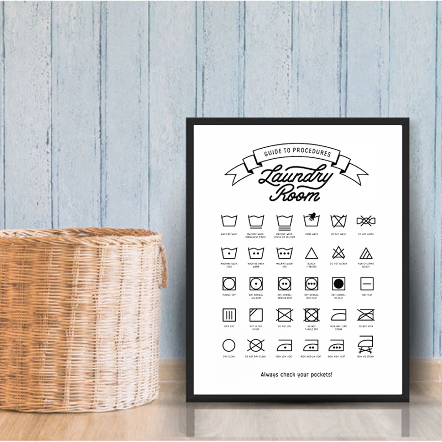 Модульные картины в скандинавском стиле декор для прачечной символ стирки знак