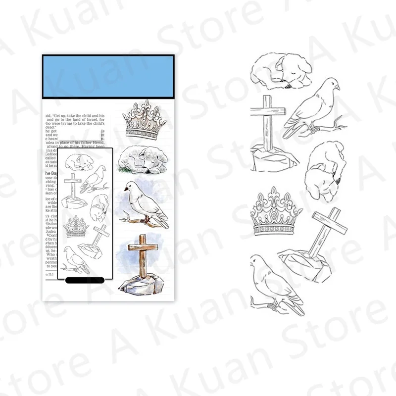 

Animal Dog Bird Cross Crown Clear Stamps For DIY Making Watercolor Painting Card Scrapbooking No Metal Cutting Dies 2021 New