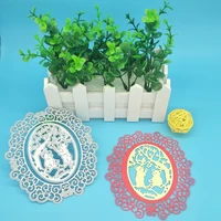 2 oval bears hollowed out lace photo frame background metal cutting die diy collection photo album decoration