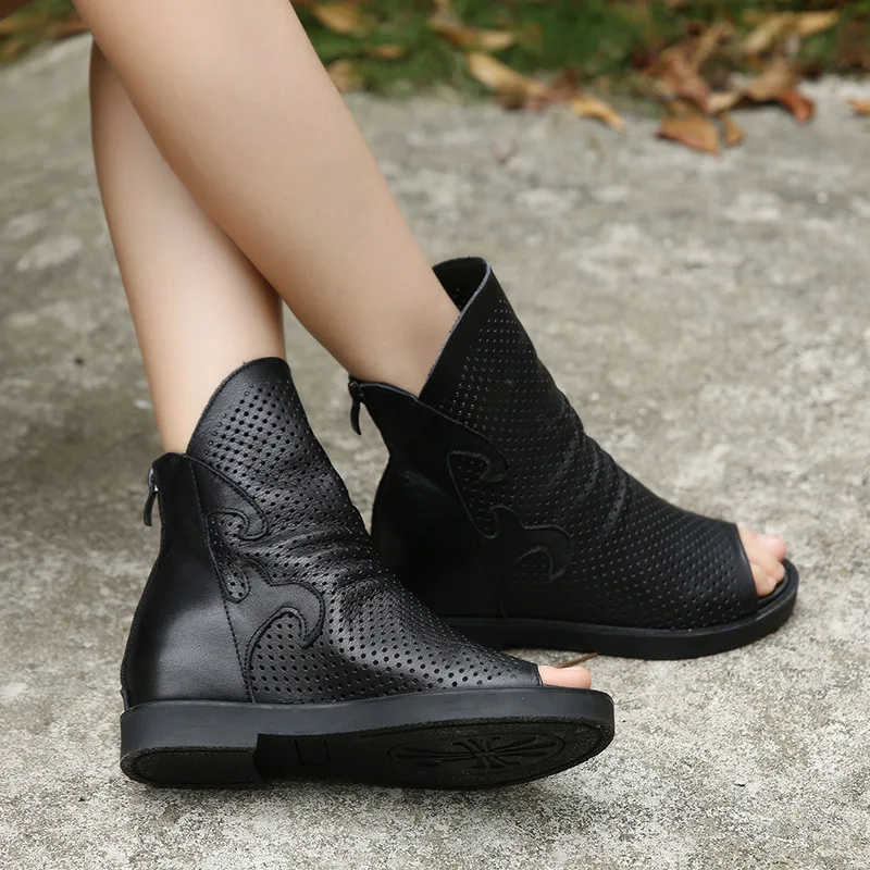 Женские повседневные римские сандалии Johnature из натуральной кожи на молнии с