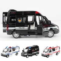mini simulated pull back metal sound light ambulance police car kids toy gift