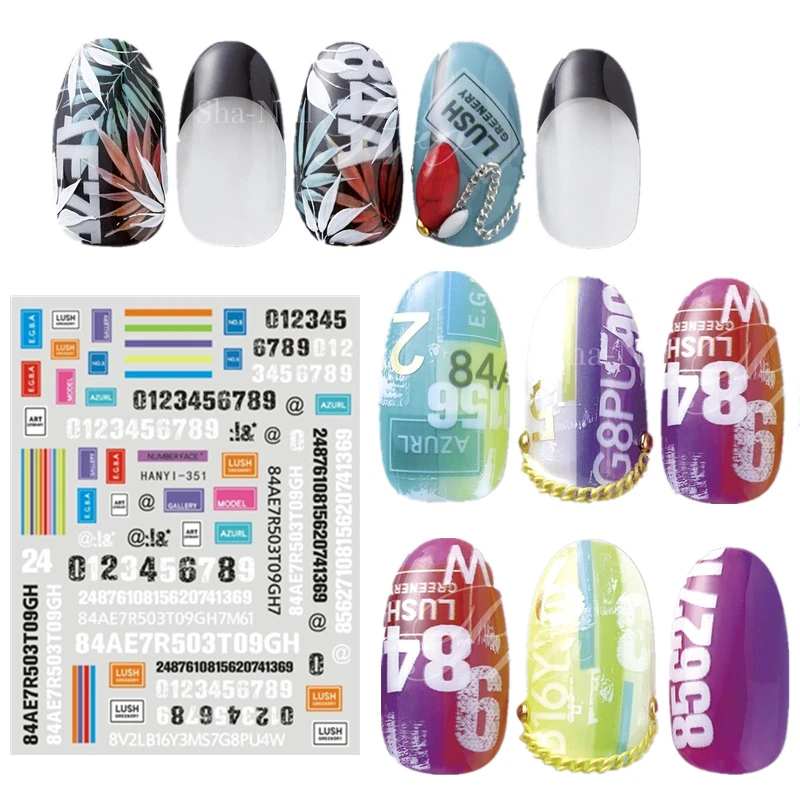 HANYI-351 английские цифры буквы серии дизайн крутой стикеры 3D на ногти Nail Art Наклейка шаблон инструмент для ногтевого дизайна украшения