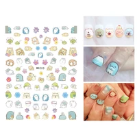 cute anime childhood nail sticker 10pcs color bear nail slider sticker