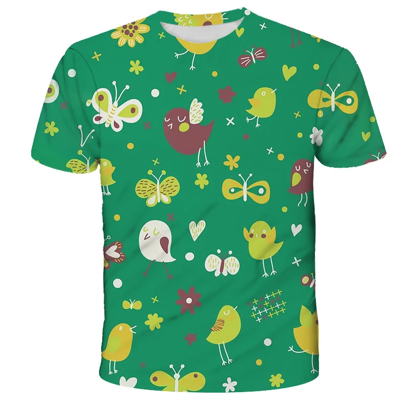 

New 3D P rinting Colorful Flower Pattern T-shirt For Boys And Girls Short-Sleeved Printing O-neck Short-Sleeved T-shirt Summer C