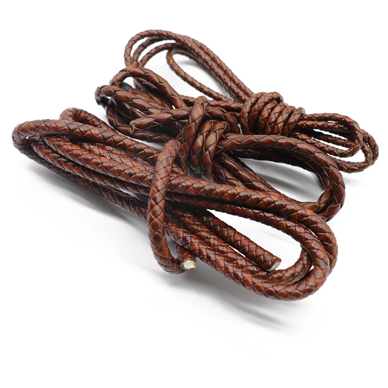1meter/lot 3mm 4mm 5mm Vintage Round Braided Genuine Leather Cord Cords String Rope Bracelet Jewelry Making Findings | Украшения и