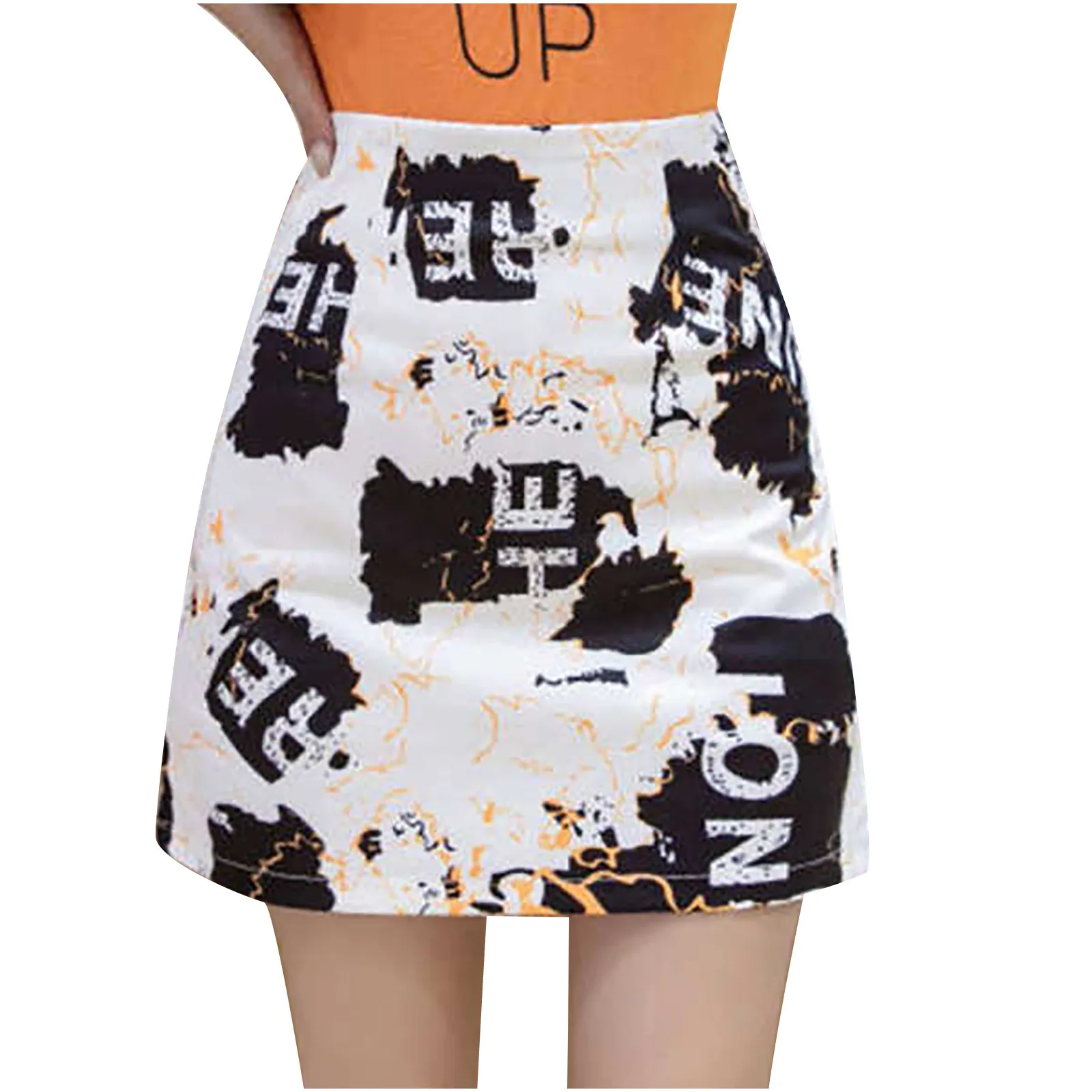 

2021 Autumn Fashion Women Skirt Mini Skirt Printed Skirt Strap Elastic Ladies Slim Short Skirt For Zipper Юбка