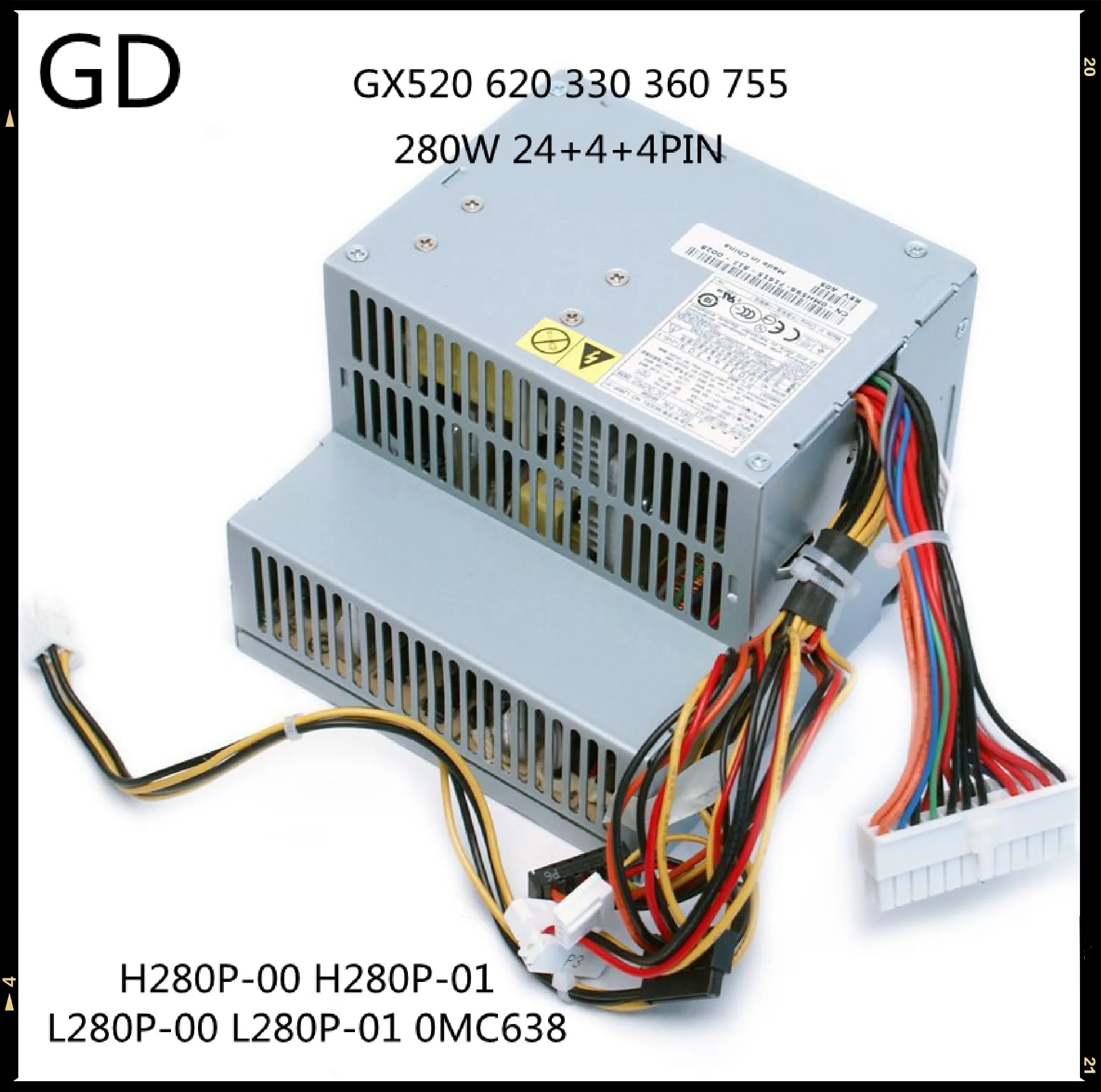 GD для DELL OptiPlex GX520 620 330 360 755 280 H280P 00 01 L280P 0 mc638 24 + 4 контакта|Блоки питания компьютеров|