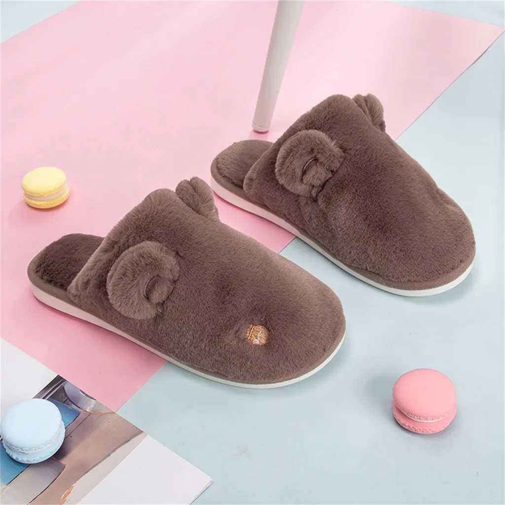 Милые Нескользящие зимние мужские тапочки теплые домашние на плоской платформе