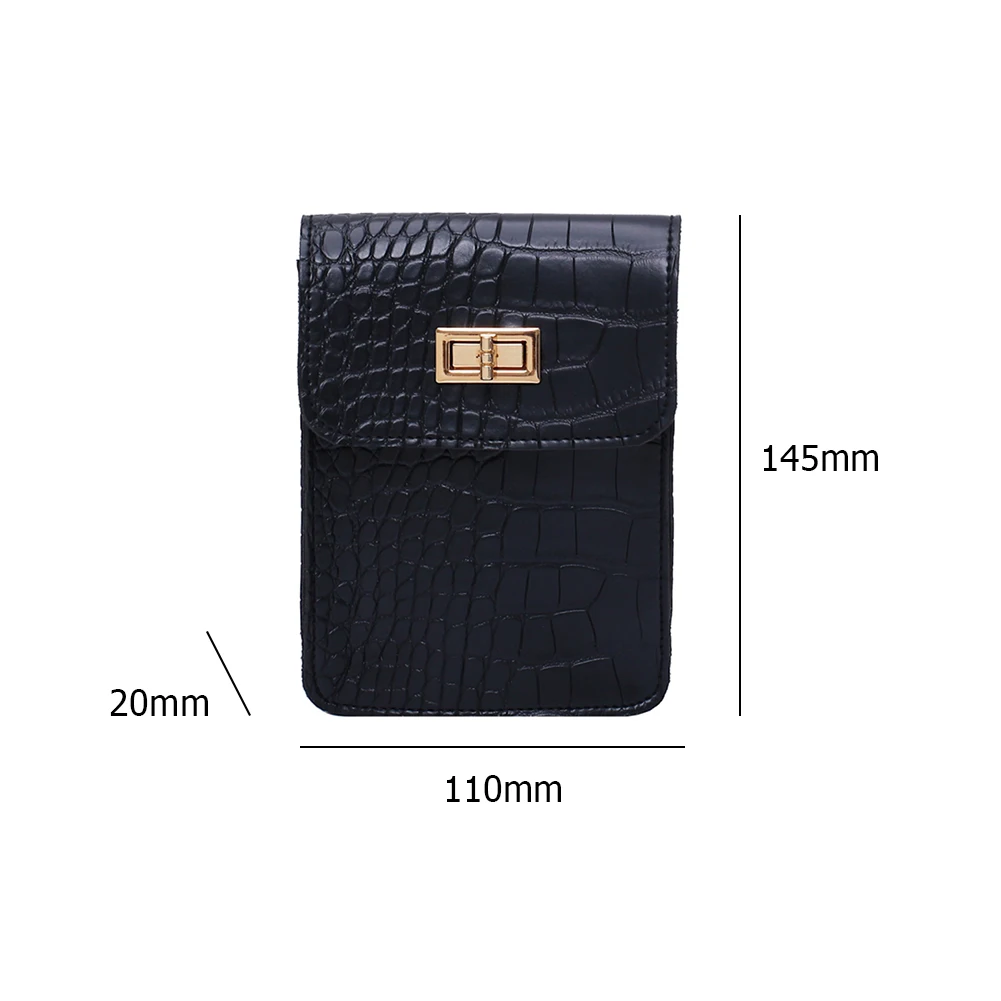 

Fashion Retro Crocodile Pattern PU Leather Women Waist Bags Academic Style Money Phone Pouch Pure Color Crossbody Packs