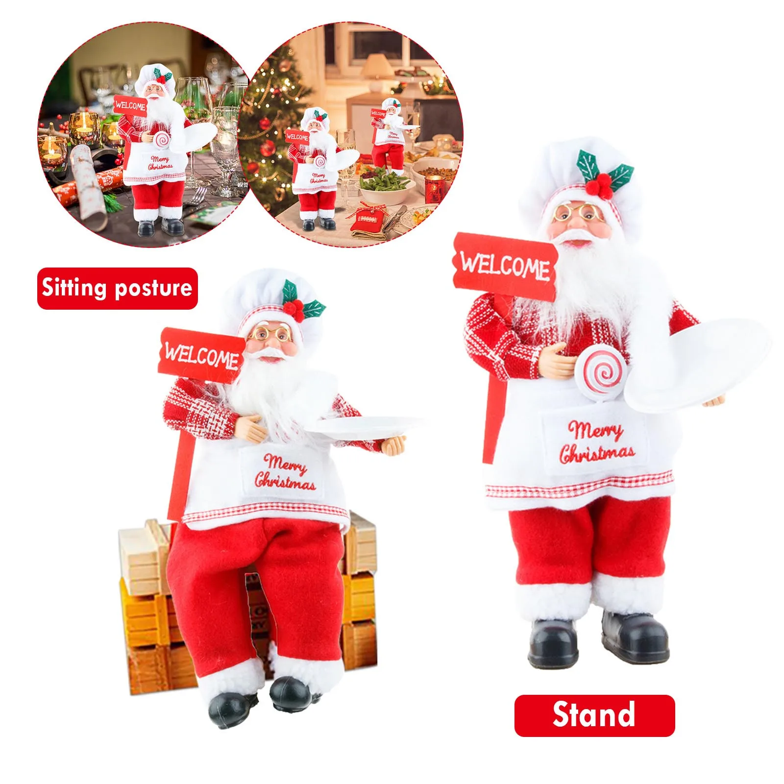 

Рождественские украшения, стоячие сидячие осанки, Рождественское украшение для шеф-повара, куклы для пожилых людей, украшение для сцены