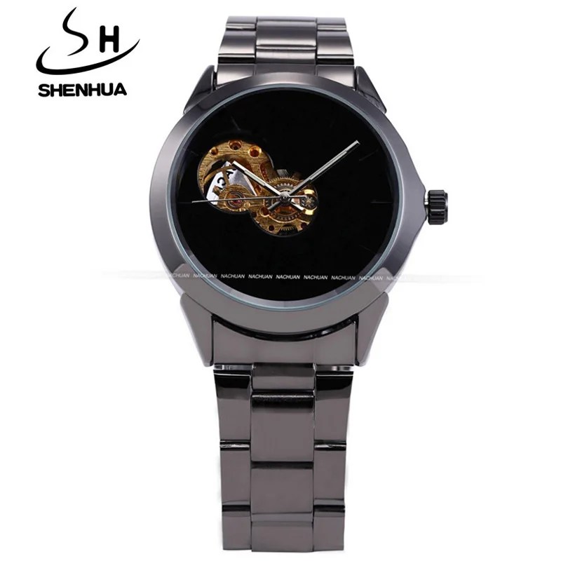 Новинка 2020 Роскошные мужские часы SHENHUA от известного бренда черный циферблат