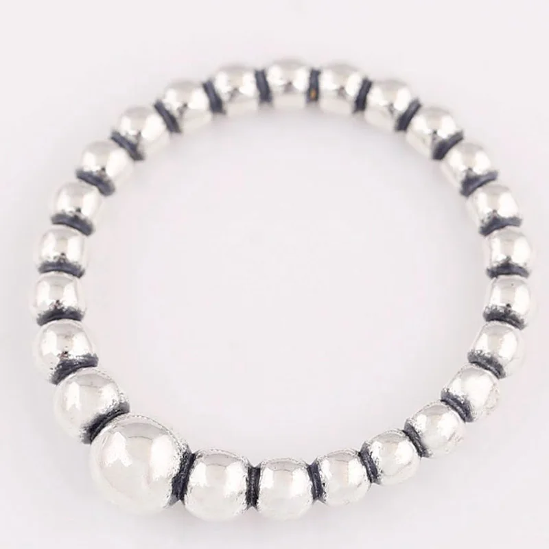 

100% 925 Sterling Silver Pan Ring Fashion Continuous Bead Ring For Women Wedding Party Gift Fashion Jewelry