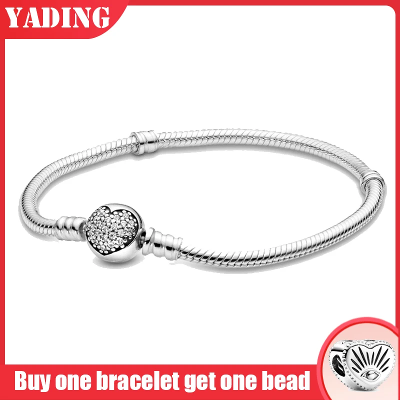 

FIT original authentic 925 sterling silver pando charm chain bracelet for women fashion classic luxury jewelry heart bracelet