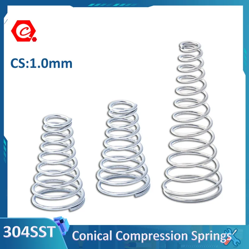 

1-10Pcs Tower Springs Conical Cone Compression Spring Taper Pressure Spring 304 Stainless Steel Wire Diameter 1mm