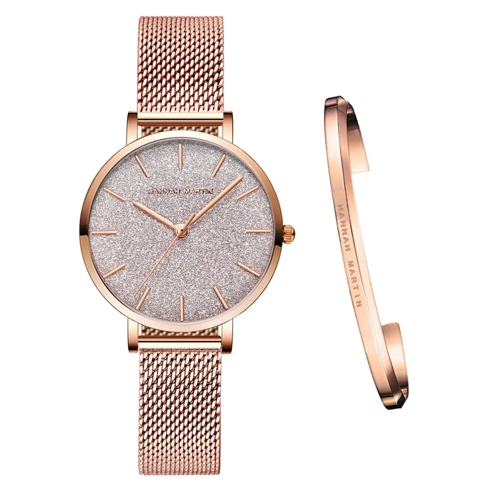 Stainless Steel Mesh Wristwatches Top Brand New Luxury Japan Quartz Movement Rose Gold Designer Elegant Style Watches For Women