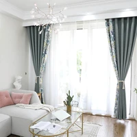 modern leaves design stitching blackout curtains for living room bedroom rose red grey curtains room divider