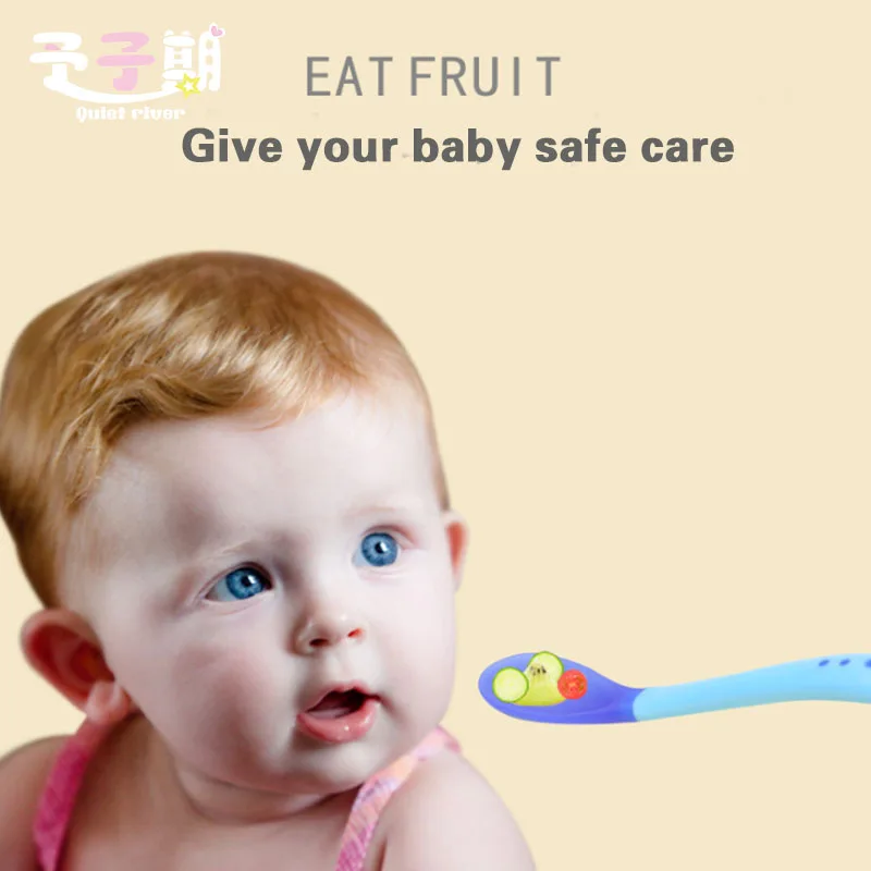 3/1 шт. посуда для младенцев ложка бутылок Термочувствительная силиконовая