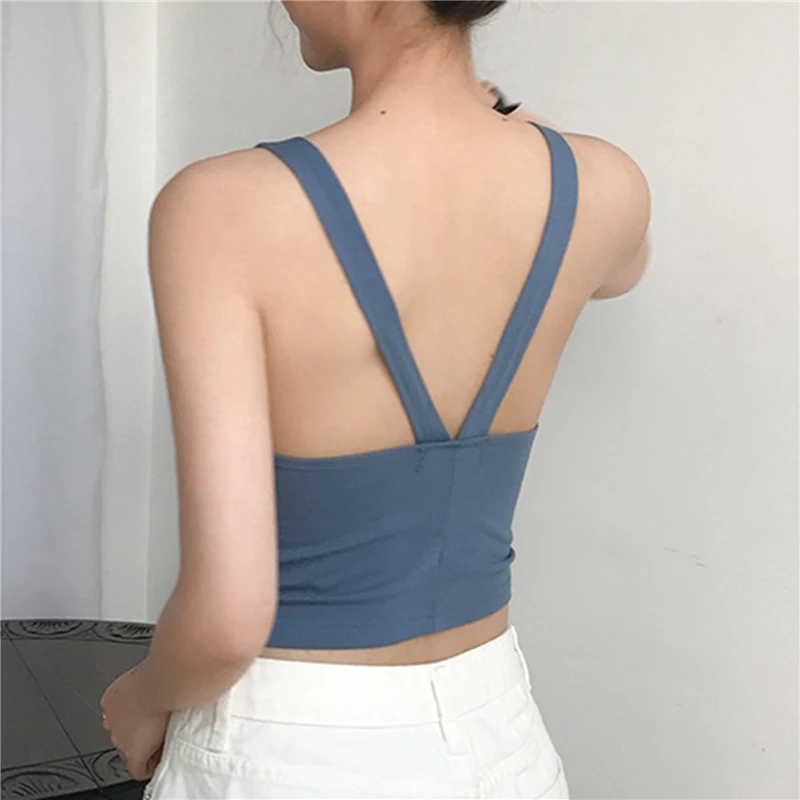 

Camisoles Women Solid Simple Backless Leisure Womens Korean Style Tanks Tops Slim Crop Top Basic Sexy All-match Bodycon