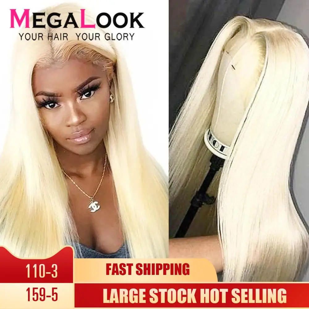 Блонд парик с кружевом спереди прямой из человеческих волос предварительно