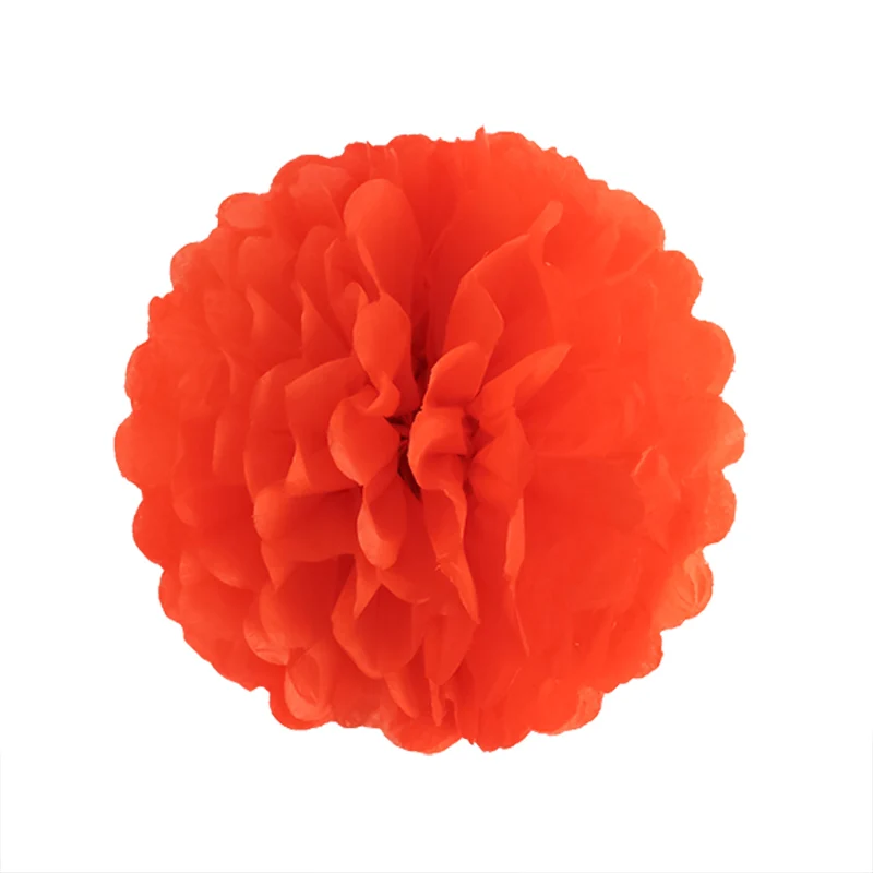 WEIGAO 5 шт. 10/20/30 см ткани Бумага Pom Poms День рождения фон Бумага помпонами цветы Свадебные украшения Baby Shower Декор - Цвет: Dark Orange