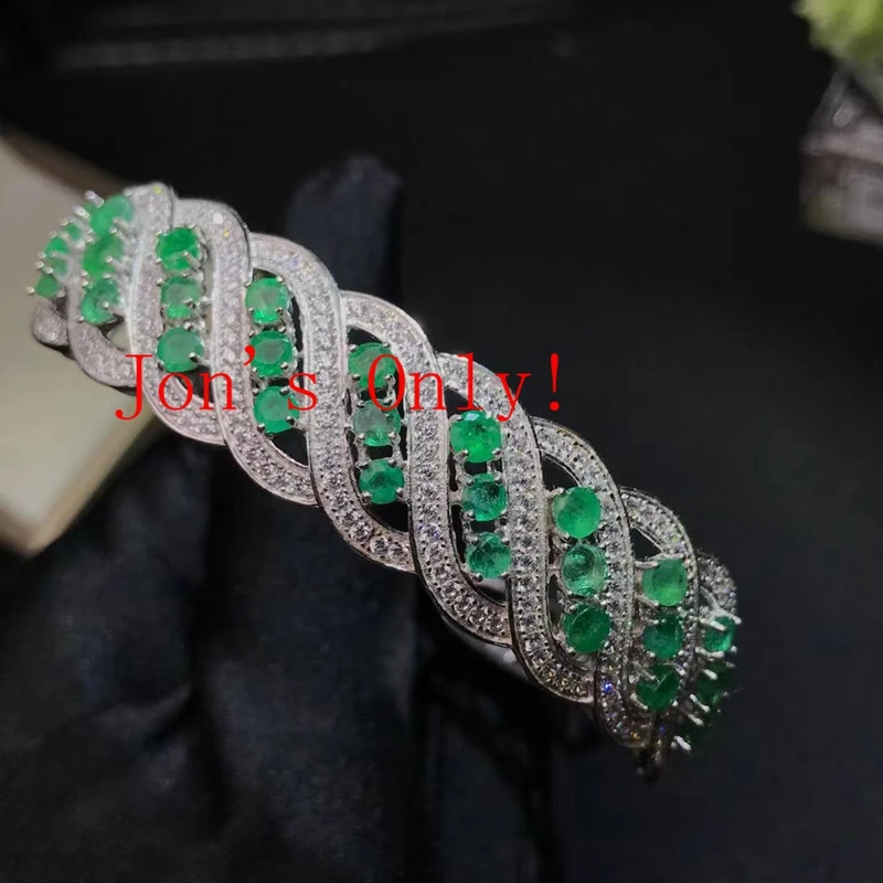 

Браслет женский из серебра 925 пробы, с натуральным изумрудом