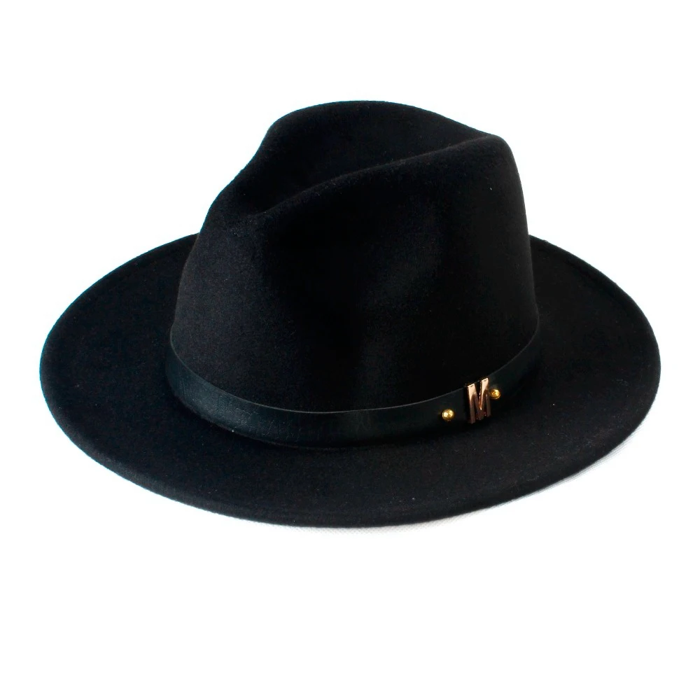 

Munng New Men Women Fashion Wool Wide Brim Fedora Hat Vintage Panama Sun Top Cap
