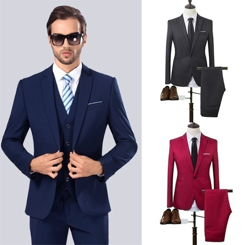 ZOGAA 2019 High Quality Men Fashion Slim Suits Male Business Casual Groomsman 2pcs Wedding Suit Men's Jacket Pants Trousers Sets | Мужская