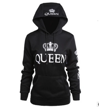 STYLE C QUEEN Модная новинка, осенне-зимняя толстовка с капюшоном для пар, толстовка с принтом короля и королевы, толстовка с капюшоном и длинным рукавом с карманом для влюбленных - Цвет: STYLE C QUEEN
