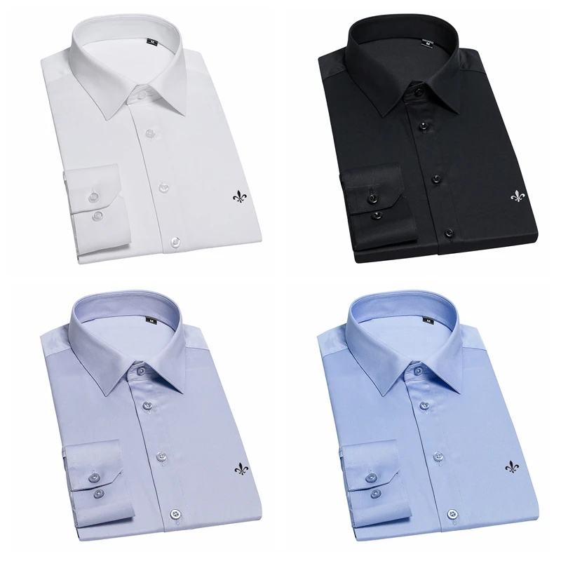 Глажка Camisa Social Masculina модная блузка Dudalina с длинным рукавом Slim Fit рубашка мужская одежда вышивка белый мужской